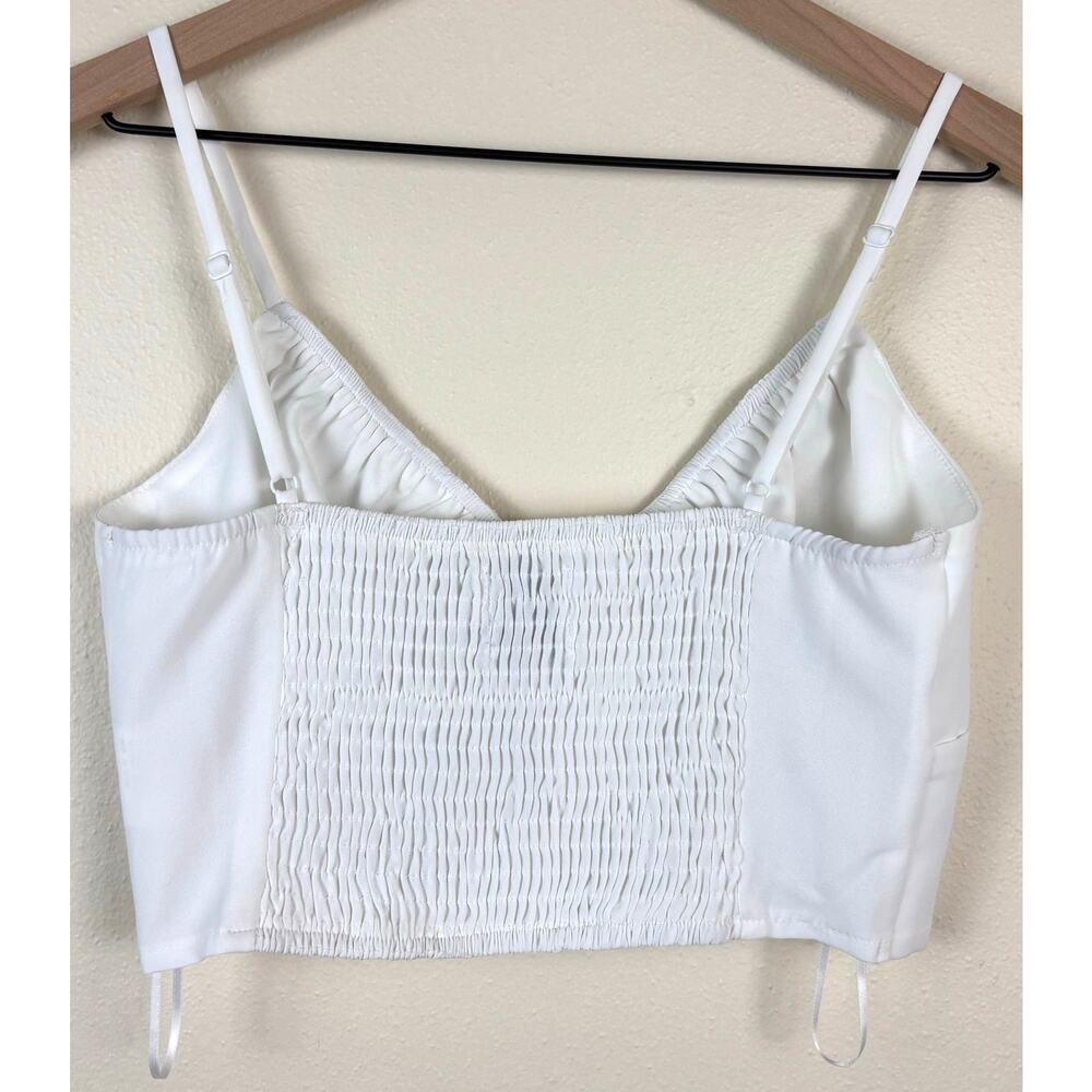 Princess Polly Velma Button Up Cropped Top Size 4 in White - Picture 7 of 8